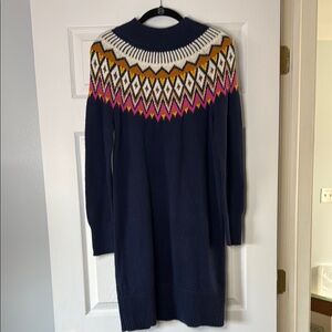 Old Navy- Navy Sweater Dress with Colorful Pattern